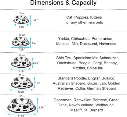 Stainless Steel Dog Bowls, Food and Water Non Slip Anti Skid Stackable Pet Puppy Dishes for Small, Medium and Large Dogs (2 Pack)