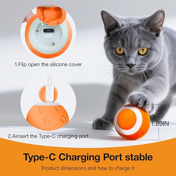 SEALON Electric Interactive Cat Toy Ball,Indoor Cat Play Ball, Suitable for Cats Over 6 Months for Exercise, Weight Loss, and Fun