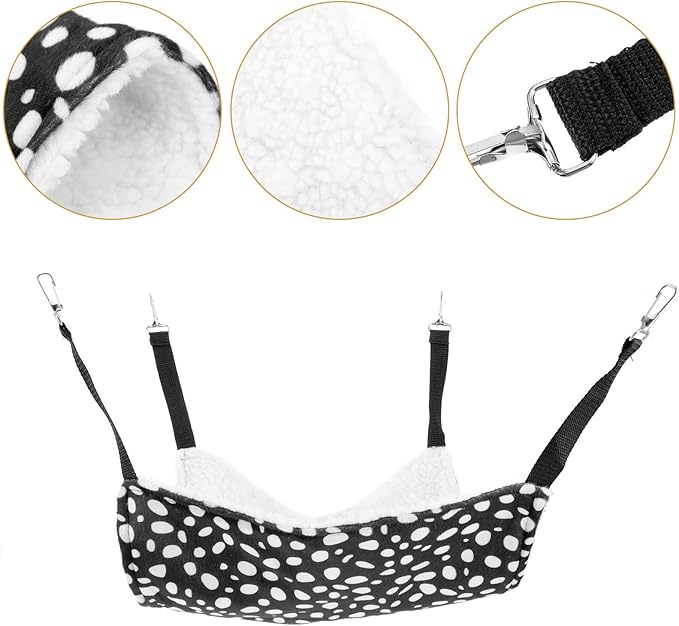 UPKOCH Double-Sided Hanging Cat Hammock with Breathable Fabric, Medium 35x35cm Pet Sleeping Bed for Indoor Use, Black and White Pattern Design
