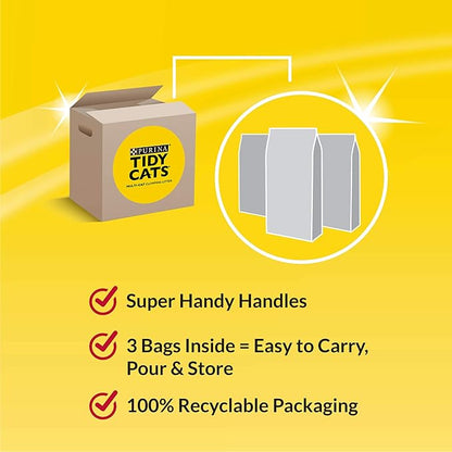 Purina Tidy Cats Clumping Cat Litter, 24/7 Performance, Clay Cat Litter, Recyclable Box - (Pack of 3) 13.33 lb. Bags