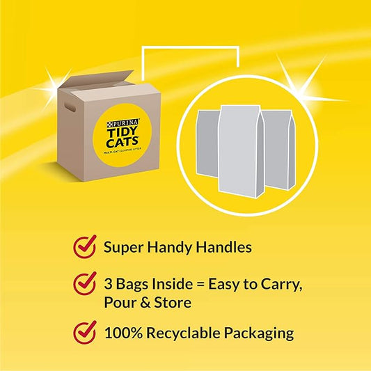 Purina Tidy Cats Clumping Cat Litter, 24/7 Performance, Clay Cat Litter, Recyclable Box - (Pack of 3) 13.33 lb. Bags