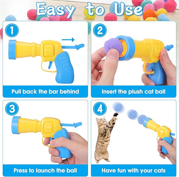 Mity rain Cat Ball Pit with Balls Included, Interactive Cat Toy for Indoor Cats, Blue