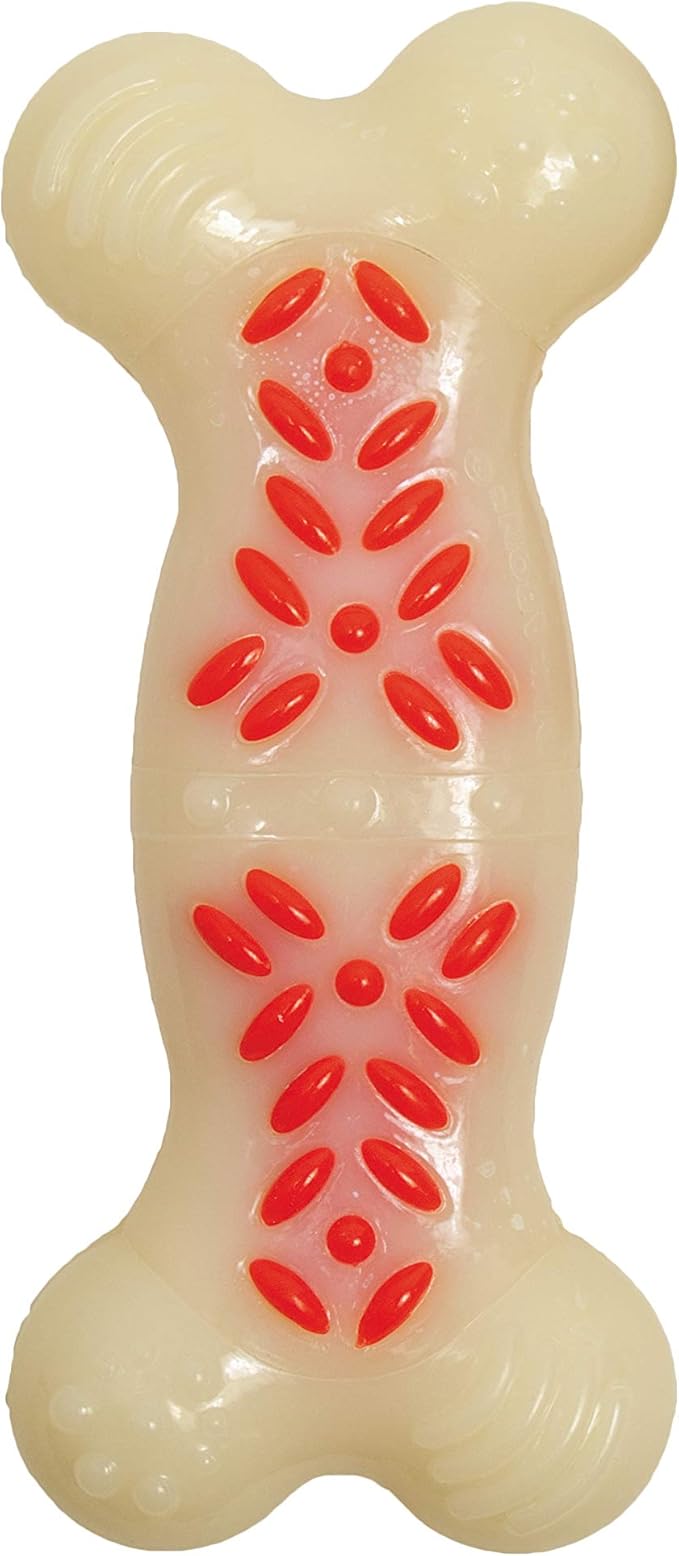 Nylabone Power Chew Action Ridges Chew Toyfor Dogs, Dog Toys for Aggressive Chewers, Bacon Flavor, Medium - Up to 30 lbs. (1 Count)