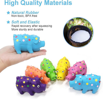 6 Pack Squeaky Pig Dog Toys, Rubber Pig Dog Toys for Puppy, Small, Medium Dogs, 4 Inch Durable Interactive Grunting Latex Squeaky Chew Toys