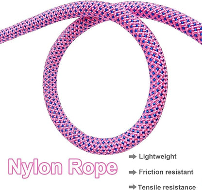 MayPaw 3FT Heavy Duty Rope Dog Leash, 6/8/10FT Nylon Pet Leash with Soft Padded Handle, Thick Lead Leashes for Large Medium Dogs Walking Training (Pink-Blue dot, 1/2" * 3')