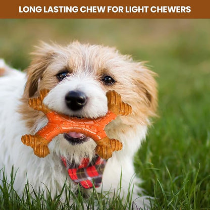 SPOT Bam-Bones Dental X-Bone - Made with Bamboo Fiber and a Massaging Rubber Center, Durable Oral Care Dog Chew for Light Chewers & Teething Puppies under 40lbs, 8in Allergen Free Peanut Butter Flavor