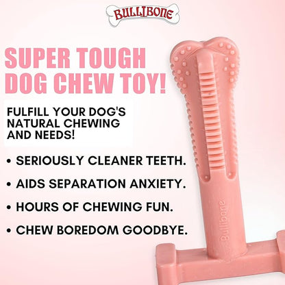 Bullibone SuperBrush Dog Dental Chew Toy for Small/Medium Breeds (3 Pack) - Pink Peppermint