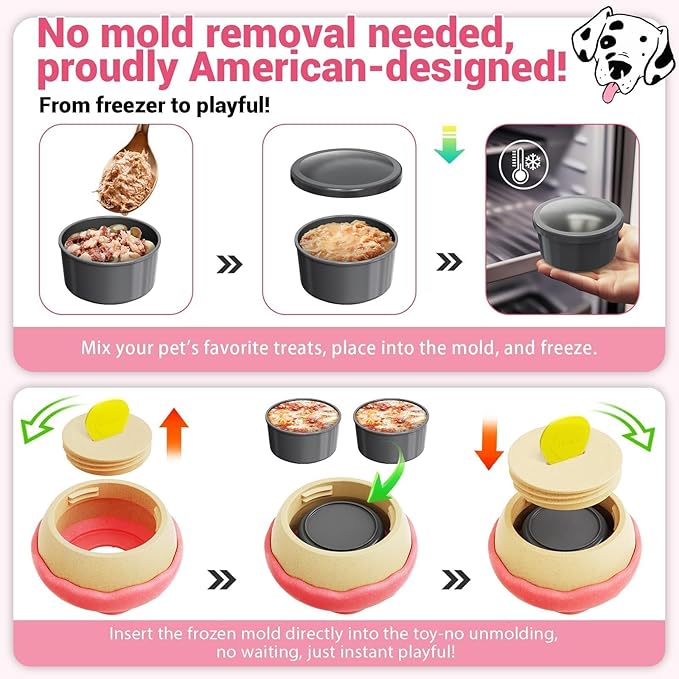 Dog Toys for Aggressive Chewers, Dog Enrichment Toys, Anxiety Relief for Dogs Toy, Indestructible Frozen Treat Toy National Pet Day Gifts for Large Dogs Peanut Butter Reduces Anxiety, Donut