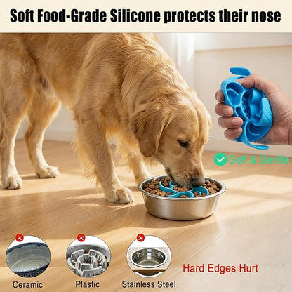 2PCS Dog Slow Feeder Insert – Silicone Bowl Insert with Strong Suction Cups, Turn Regular Bowl into Slow Eater, Fits Ceramic, Glass & Metal