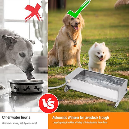 Automatic Livestock Water Trough, Animal Drinking Water Bowl Dispenser with Float Valve Kit, Self Filling Water Trough for Dogs Large Capacity Dog Waterer for Horse,Goat,Pig,Dog, Sheep