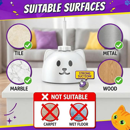 Interactive Cat Toys for Indoor Cats: Upgraded 360° Automatic Spin Flying Bird Feather Wand with Silicone Protected Rod Safe Play, Strong 8cm Suction Cup, USB-Rechargeable for Bored Kittens and Adult