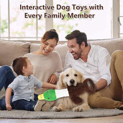 Plush Dog Toys for Large Dogs, Duck Stuffed Squeaky Dog Chew Toy with Crinkle Paper, Interactive Pull Puppy Toys - Tug of War Dog Toys for Big Medium Samll Dog