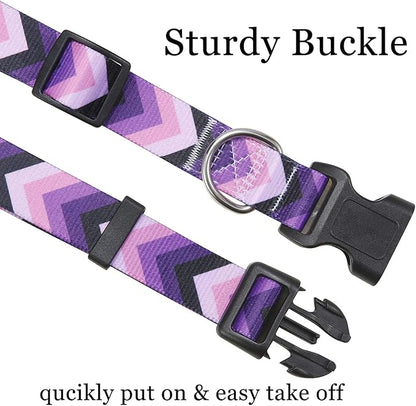 Dog Collar with Bohemia Floral Tribal Geometric Patterns - Soft Ethnic Style Collar Adjustable for Small Medium Large Dogs(Purple Arrow,L)