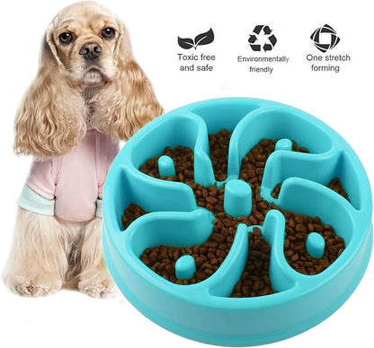 WenYing Slow Feeder Puzzle Dog Bowls, Interactive Bloat Stop Busy Bowl, Food Water Fun Feeding, Non-Slip Anti Choke Healthy Diet Bowls (Blue 1)