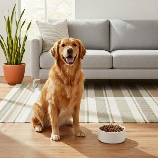 Ceramic Dog and Cat Bowl Modern Cute Weighted Food and Water Bowl Matte Glaze Pet Bowl for Replacement (White, 60.8 OZ)