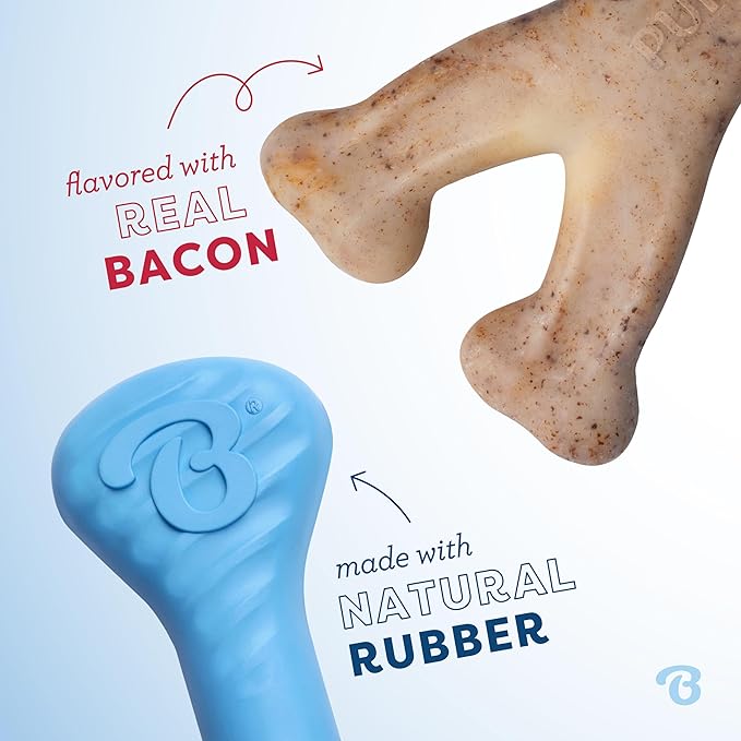 Benebone Puppy 2-Pack Rubber Bone/Wishbone Bacon Tiny
