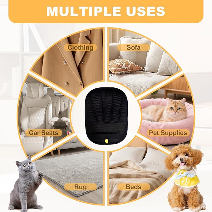 Pet Hair Removal Gloves for Cats & Dogs, 5-Finger Electrostatic Reusable Brush for Furniture, Carpet, Clothing & Car Seats - Washable Pet Hair Remover Tool (1 Piece)