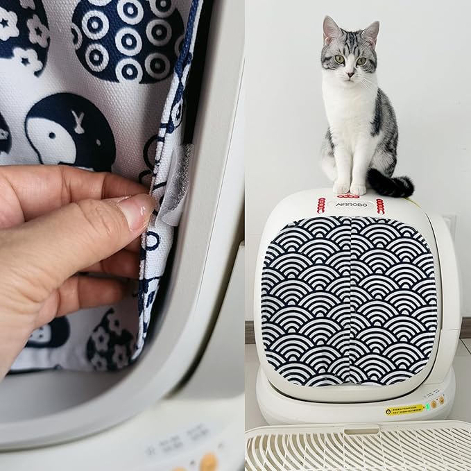 Curtain for Self Cleaning Cat Automatic Litter Box, Reduces Cat Litter Bounce, Stops Odors from The Litter Box Self Cleaning (Wave)