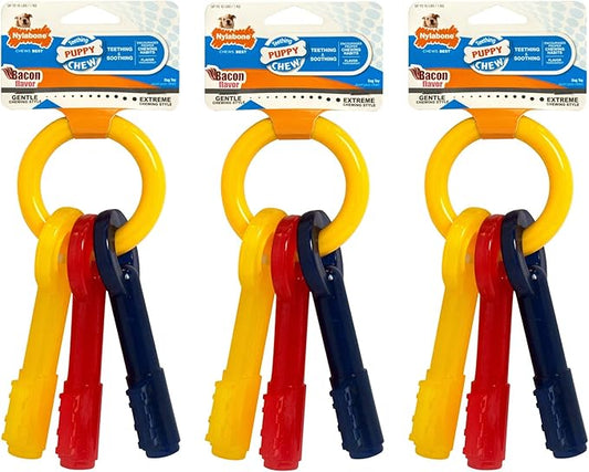 Nylabone 3 Pack of Bacon Puppy Teething Keys, X-Small