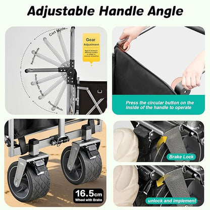 Dog Stroller for Large & Medium Dogs (20–200 lbs), All Terrain Foldable Large Pet Stroller with Tailgate, Cup Holder, Storage Baskets - Heavy Duty Adjustable Handle Extra Large Dog Wagon Cart