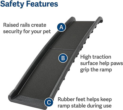 PetSafe Happy Ride Folding Dog Ramp - SUV Compatible Lightweight Pet Ramp with High Traction Walking Surface - Joint Strain Protection - Secure Foldable Design for Compact Storage