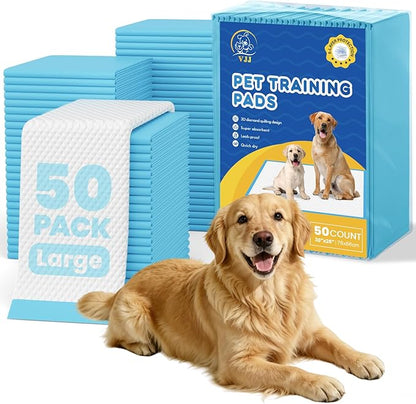 Extra Large Puppy Pads 50 Count | 30x26 Inch XL Potty Pads for Dogs | Super Absorbent Disposable Dog Pads Heavy Duty | Piddle Pads for Pet Training