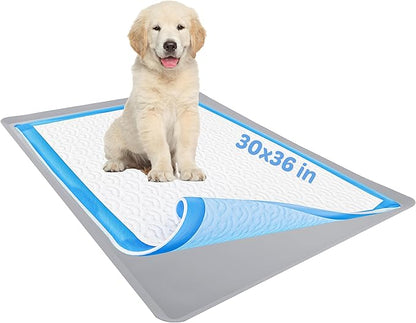 TidyFriend Dog Pee Pad Holder Tray Fits Up to 30” x 36” Wee Wee Pee Pads - Stable Grip, Raised Edges, Quick-Wipe Silicone Surface Dog Potty Tray Holder for Indoor Flooring Protection (Light Grey)