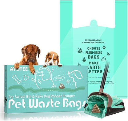 Dog Poop Bags, EZ Tie Handles for A&H Swivel Bin Waste Bags, AYOTEE Rake Dog Pooper Scooper Bag Refill,Leakproof Large Opening and Unscented,100 Count Refill Bags