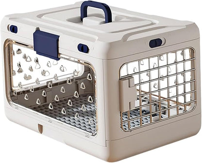 Folding Puppy Crate, Cat Travel Cage, Portable Dog Kennel, Pet Carrier for Small Dogs, White