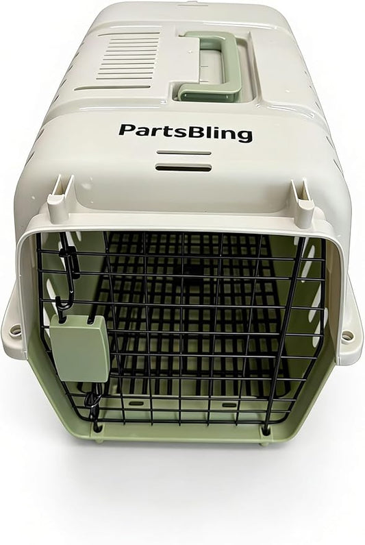 Hard-Sided Pet Carrier, PartsBling Dog Cat Travel Kennel with Secure Metal Door, Sturdy Indoor Outdoor Crate PartsBling
