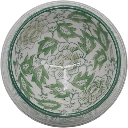 Aimusego Ceramic Cute Dog Cat Bowl for Small Breeds, Handpainted Green & White Heavyweight Durable Pet Food and Water Dish Crock, Dishwasher Safe- 1.5 Cups
