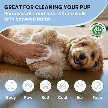 We Love Doodles Dog Wipes - Deodorizing & Cleaning Pet Wipes, for Coat, Face, Paws, Butt, & Body, Dog Essentials & Grooming Supplies, Made in USA, Unscented (100 Count)