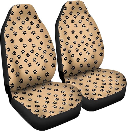 Brown Dog Paw Printed Car Seat Cover only for Front, Waterproof Funny Soft Universal Bucket Seats Cover Protector Fit Most Vehicles