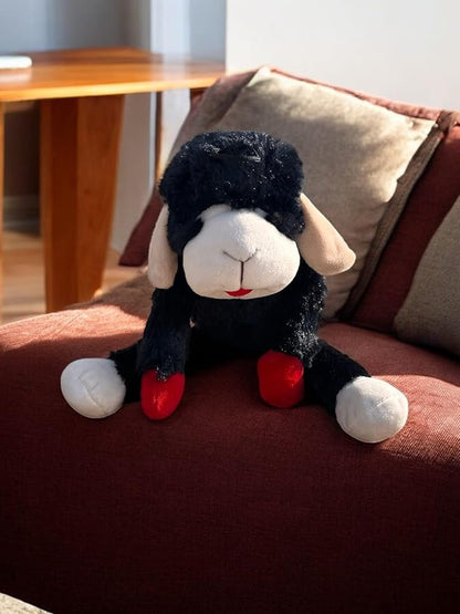 Multipet 14" Black Lamb Chop Plush Dog Toy with Squeaker – Soft and Durable Pet Companion