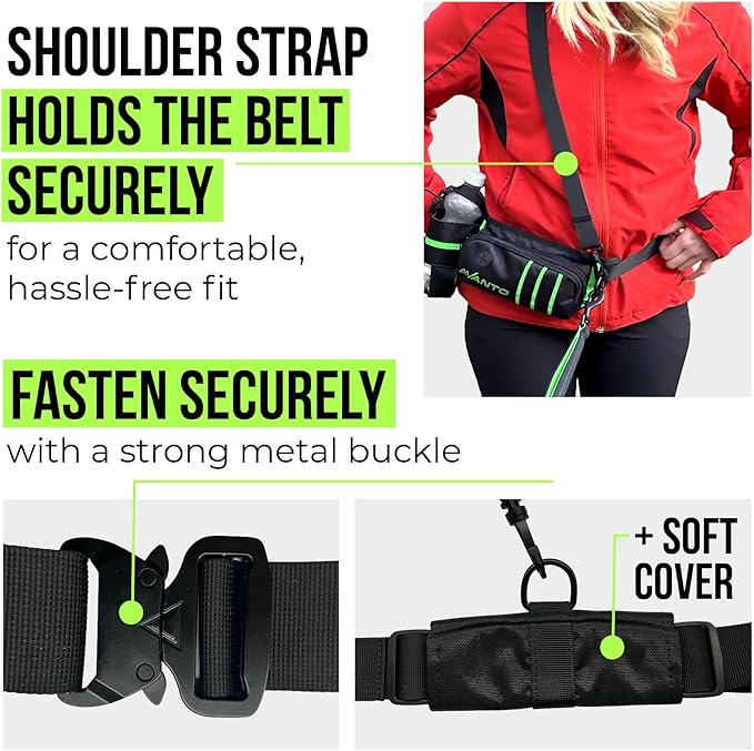 AVANTO Hands Free Dog Leash with Waist Belt – Adjustable Running Belt for Dogs, Reflective Bungee, Dual Handles, Durable for Large Dogs, No-Pull Jogging & Hiking Leash for Active Pet Owners