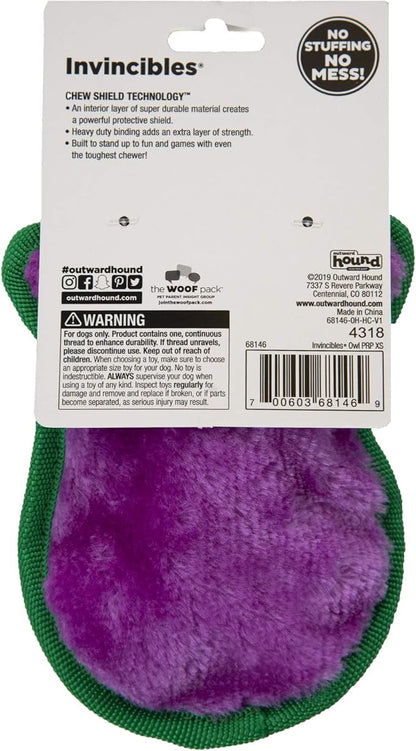 Outward Hound Durablez Minis – Squeaky Plush Dog Toy,No Stuffing for Less Mess,Interactive & Tough,Jumbo Squeaker,Puppies & Small Dogs,Owl,5.8",(Pack of 2)