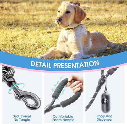 BAAPET 2/4/5/6 FT Dog Leash with Comfortable Padded Handle and Highly Reflective Threads for Small Medium and Large Dogs (4FT-1/2'', Black)