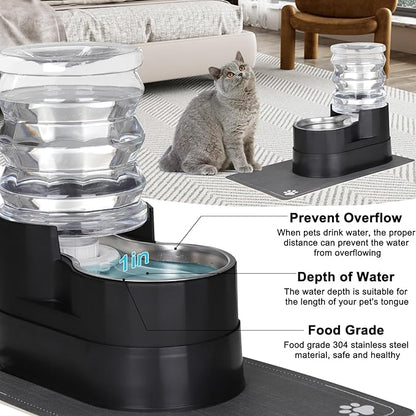 RIZZARI Automatic Cat Water Dispenser: Large 5L Black with Activated Carbon Ion Exchange System - Remove Odor/Soften Water - Prevent Urinary Stone for Senior Dogs with Joint/Spine Issues - Garden Use