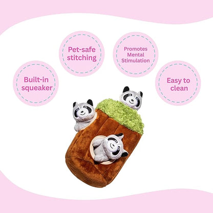 Glow Pups Hide and Seek Dog Toy, Plush Raccoon in Tree, Squeaky Interactive Fun, Promotes Mental Stimulation, Keeps Dog Entertained, Easy To Clean, Small Forest Animal Plush Toy -Raccoon in Tree Small