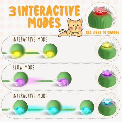 6 Pack Interactive Cat Ball Toy 360° Automatic New Interactive Rolling Ball Rechargeable Gifts for Cat Dog Lovers Indoor Exercise Electric Self Rolling Toy Large and Small Puppy Kitten Bulk