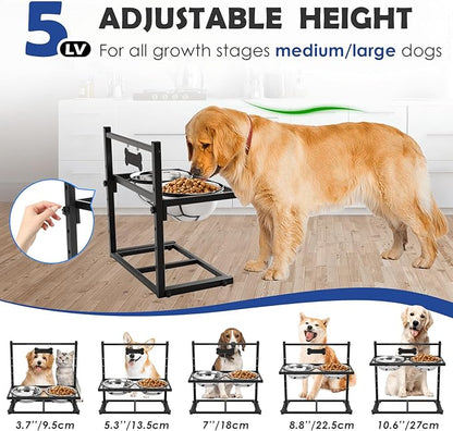Elevated Dog Bowls for Dogs,Raised Dog Bowl Stand with Two 1700ML Stainless Steel Bowls, Adjustable Tall Dog Food Water Bowls