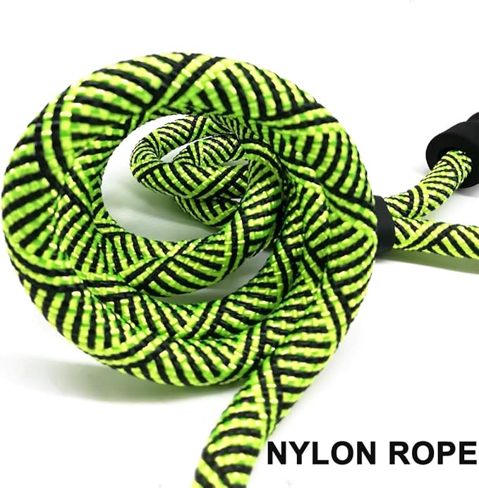 MayPaw Heavy Duty Rope Dog Leash, 3/4/5/6/7/8/10/12/15 FT Nylon Pet Leash, Soft Padded Handle Thick Lead Leashes for Large Medium Dogs (Green Black, 1/2" * 8')