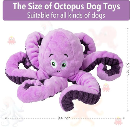 Dog Toys for Large Breed, Octopus Squeaky Funny Cute Interactive Medium & Small Dog Toys, Stuffed Plush Animals Puppy Toys, Dog Birthday for Dog Presents - Octopus