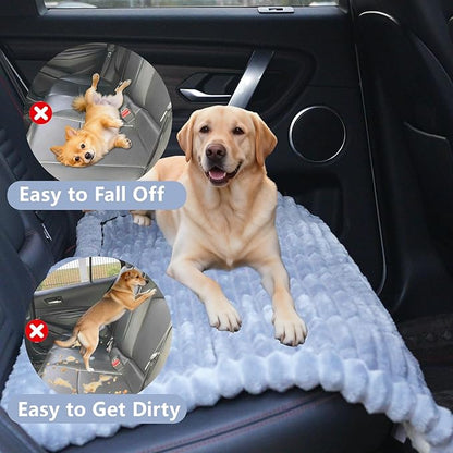 Waterproof Backseat Pet Bed Mat,Soft Plush Pet Seat Cover, Thickened Backseat Dog Bed Mat, Washable & Non-Slip Travel Pet Mat for Small Medium Dogs, Fits Car, Truck & SUV
