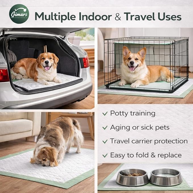 Gimars Upgrade XXXXL 36x36 Dog Pee Pads Extra Large Thicken 6 Layers Extra Absorbent Pee Pads for Dogs, Leakproof Dog Training Wee Wee Pads Quick Dry - 150 Counts