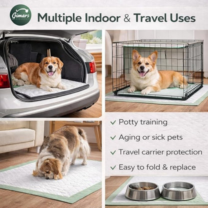 Gimars 4XL 36"x36" Thicken Heavy Absorbency Dog Pee Pad Extra Large- Jumbo Disposable Polymer Quick Dry No Leaking Pee Pads for Dogs, Cats, Rabbits Pets 45 Counts - Green