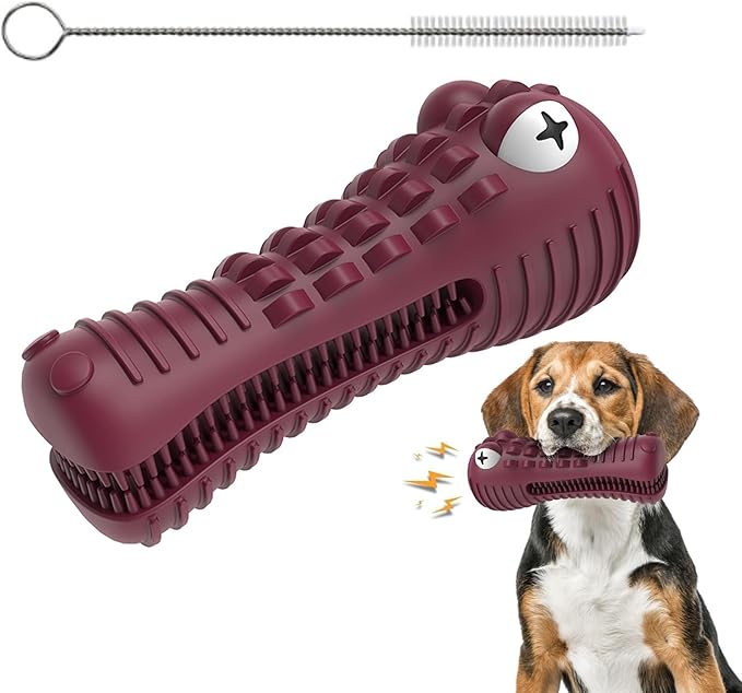 Dog Chew Toys for Aggressive Chewers – Alligator Dog Chew Toy for Large, Medium & Small Dogs – Tough Natural Rubber for Teeth Cleaning – Squeaky Interactive Dog Toys to Keep Them Busy