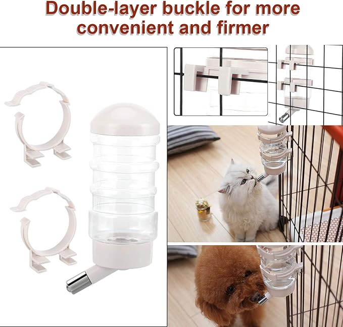 Dog Kennel Water Dispenser, No Drip Water Bottle Container ABS Material BPA Free 16oz for Small Animals
