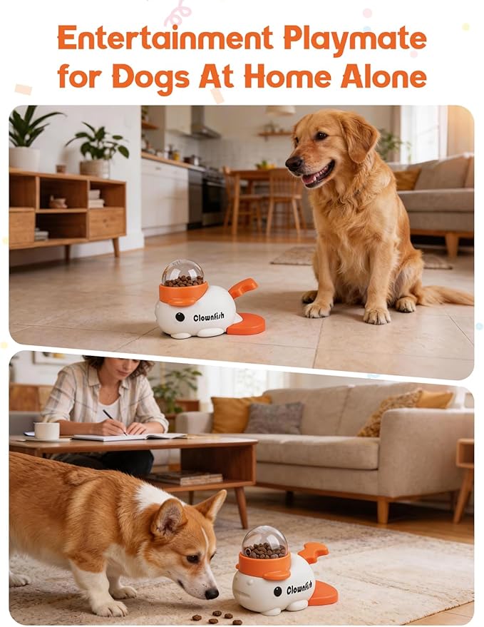 Dog Treat Dispenser Puzzle Toy, Interactive Slow Feeder Bowl for Cats and Dogs, Mental Stimulation Enrichment Toy, Indoor Pet Feeder with Silicone Mat to Keep Pets Busy,Multiple Colors (White)
