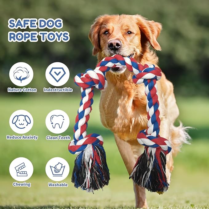 6 Pack Dog Rope Toys for Small Medium Large Breed, Tough Chew Rope Tug Toy for Dogs, Flying Disc Fetch Toy Dog Rope Ball, Interactive Toy for Boredom, Puppy Teeth Cleaning